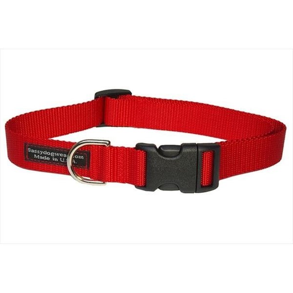 Sassy Dog Wear Sassy Dog Wear SOLID RED LG-C Nylon Webbing Dog Collar; Red - Large SOLID RED LG-C